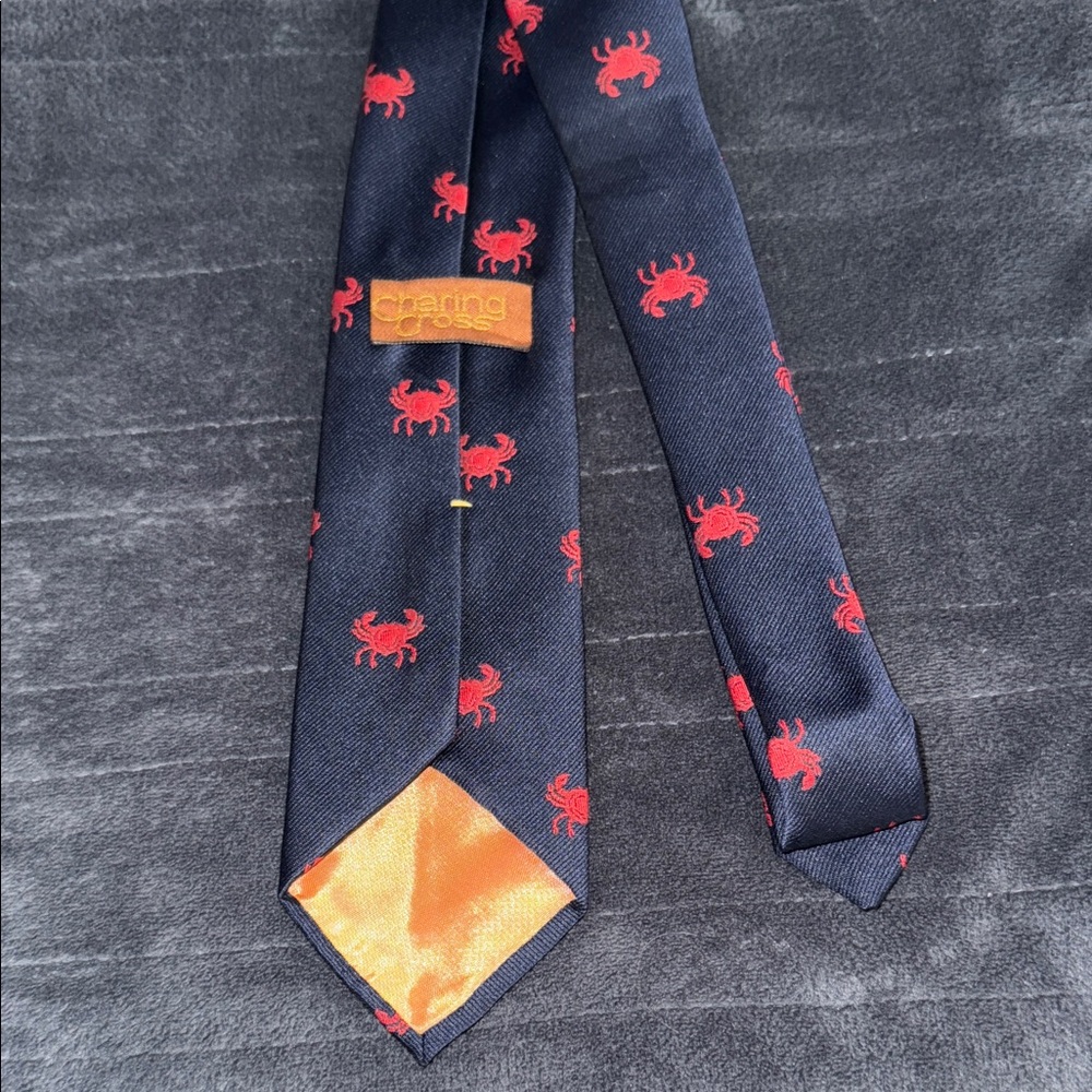 Crab Patterned Navy Tie